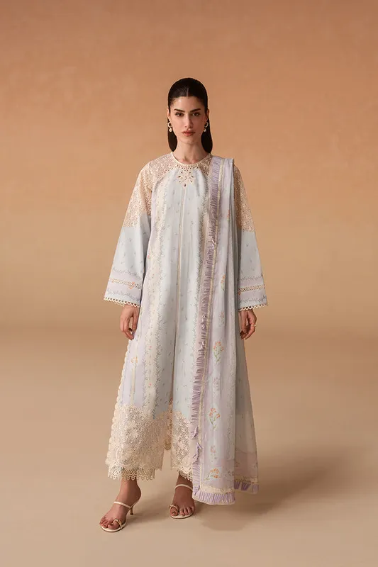 Afrozeh The Haze 26 Powder Blue Lawn – view 1 – Poshaq