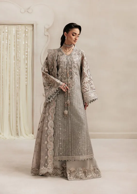 Aik Atelier Aik Sham 26 Light Gray Organza – view 1 – Poshaq