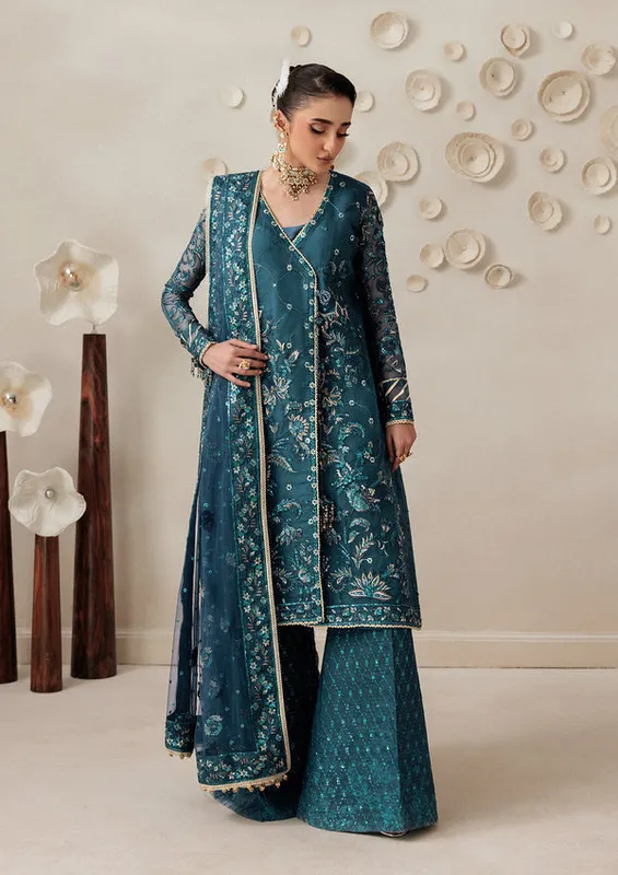 Aik Atelier Aik Sham 26 Teal Raw Silk – view 1 – Poshaq