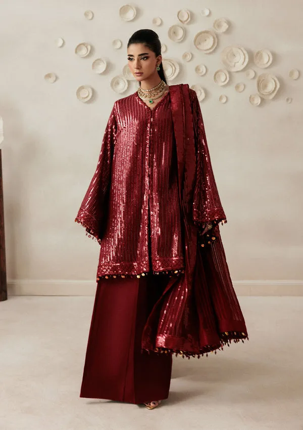 maroon chiffon dress with silk lining – view 5 – Poshaq