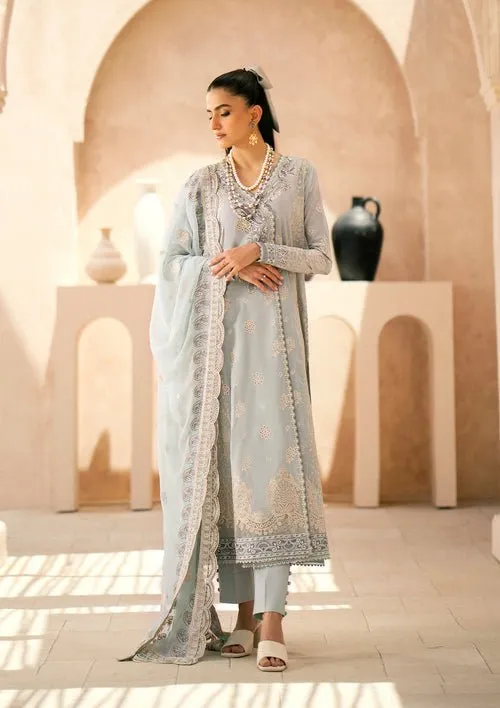 Luxury lawn 24 LOOK 04 B ensemble with organza neckline and chiffon dupatta – view 1 – Poshaq