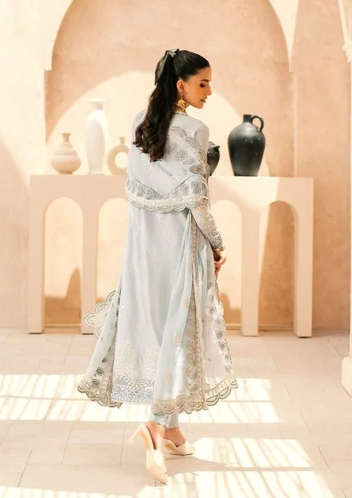 Luxury lawn 24 LOOK 04 B ensemble with organza neckline and chiffon dupatta – view 2 – Poshaq