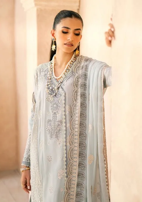 Luxury lawn 24 LOOK 04 B ensemble with organza neckline and chiffon dupatta – view 3 – Poshaq