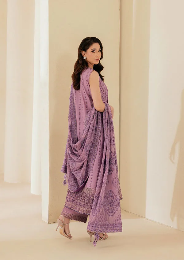 Lilac long shirt with embroidered organza detail – view 2 – Poshaq