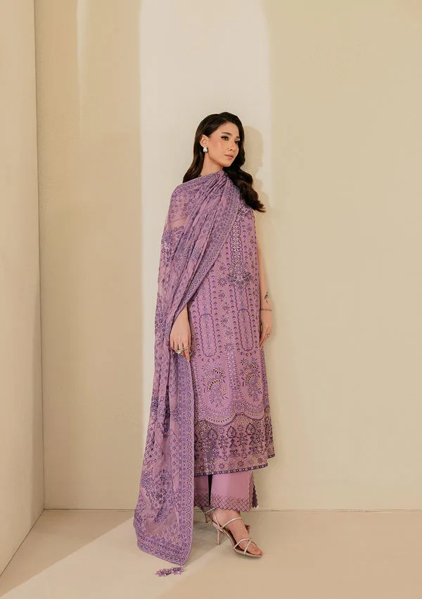 Lilac long shirt with embroidered organza detail – view 4 – Poshaq
