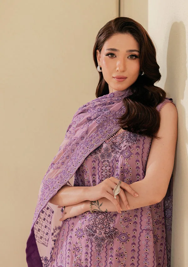 Lilac long shirt with embroidered organza detail – view 5 – Poshaq