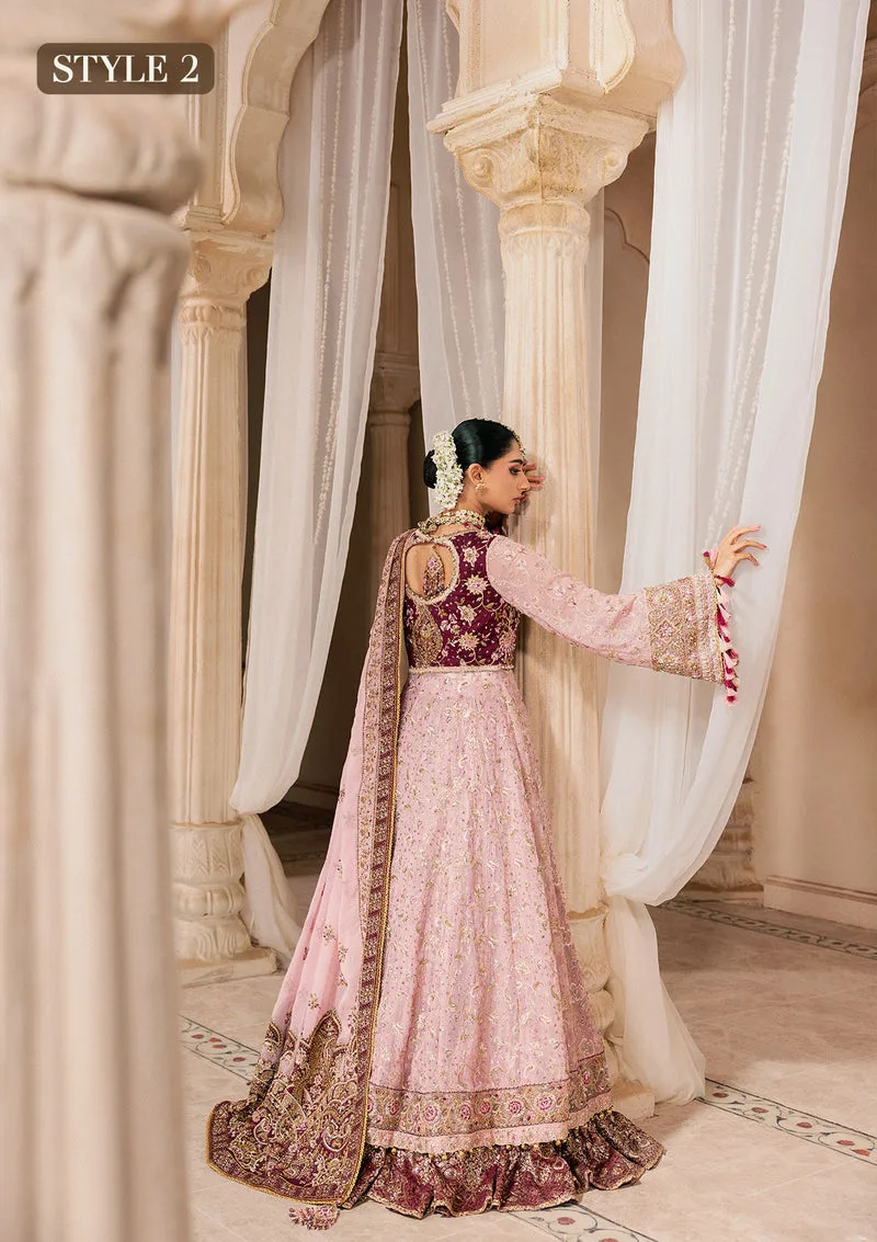 Pink bridal three‑piece suit with embroidered organza shirt, silk trousers and chiffon dupatta – view 3 – Poshaq