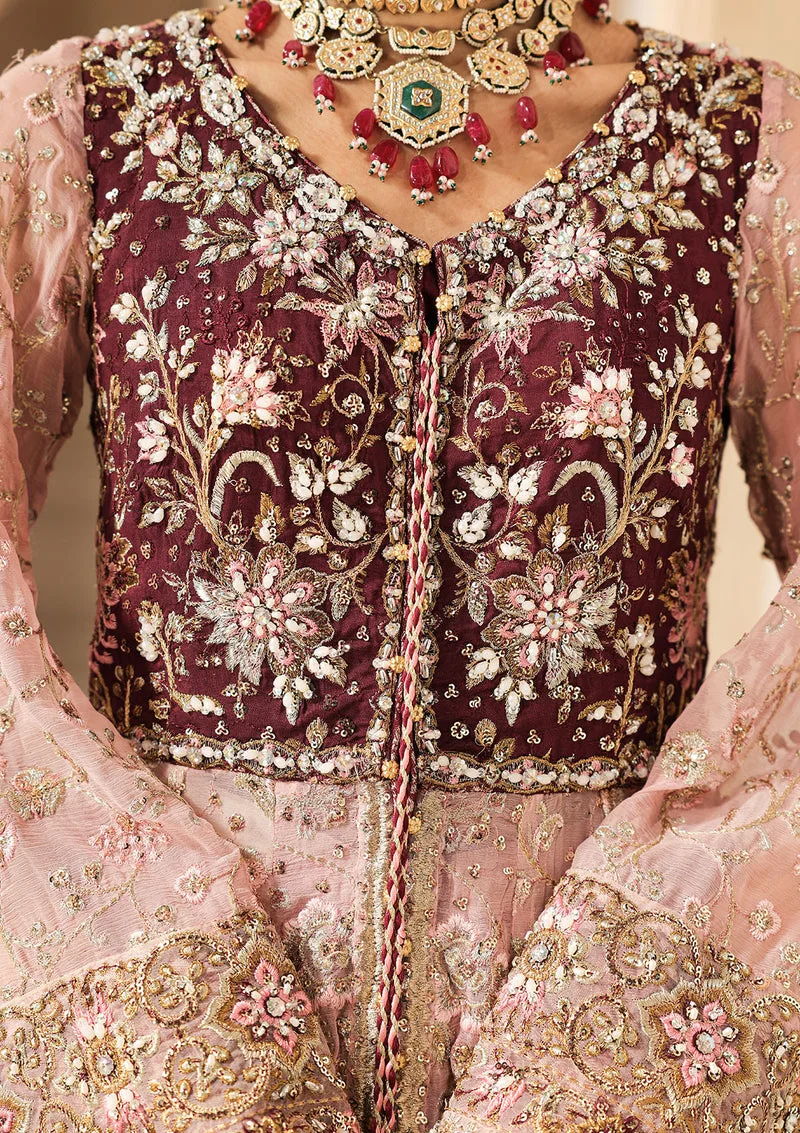 Pink bridal three‑piece suit with embroidered organza shirt, silk trousers and chiffon dupatta – view 4 – Poshaq