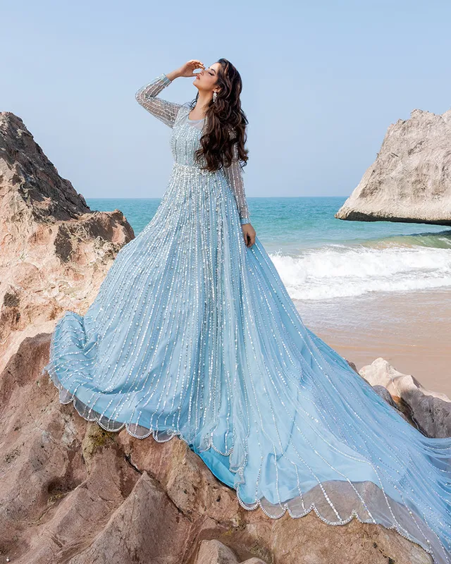 Net bridal gown with intricate embellishment – view 1 – Poshaq