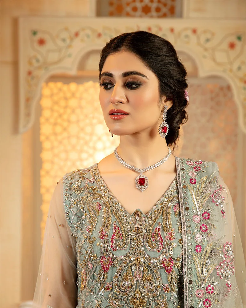 Bridal gown with grip and net detailing – view 4 – Poshaq