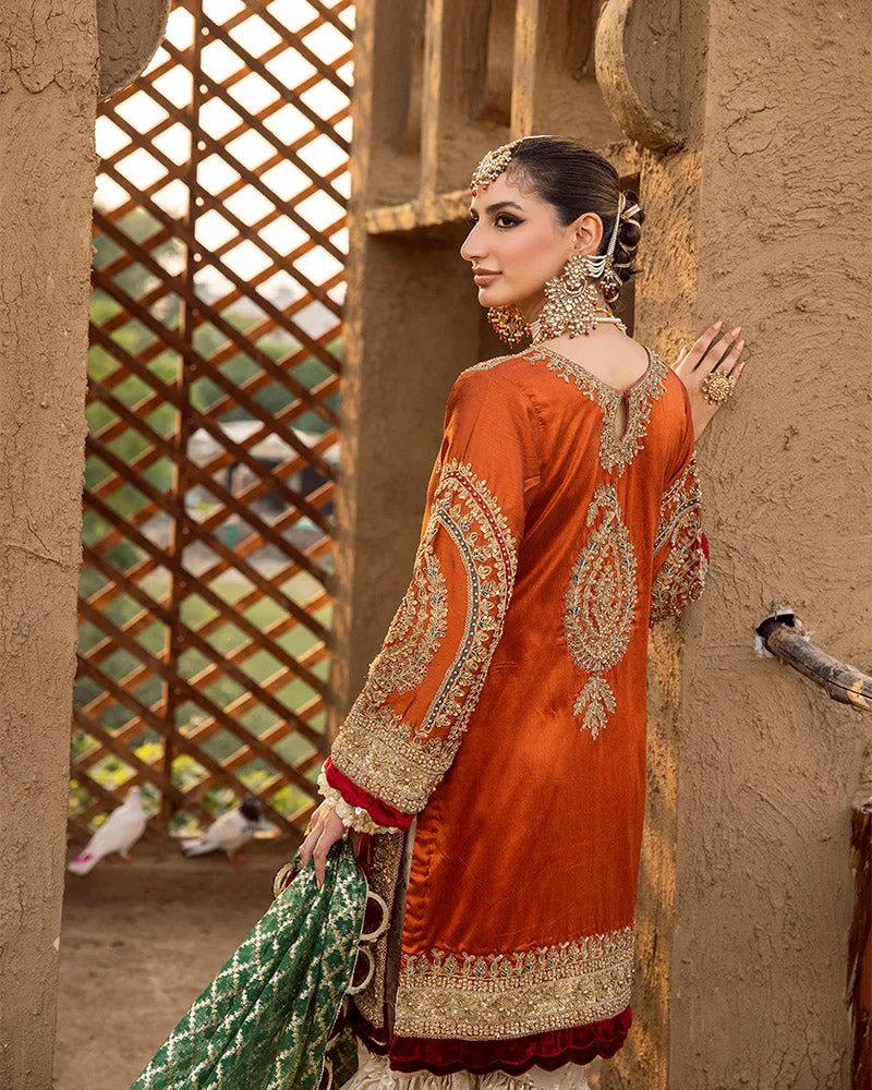 Raw silk bridal gown with Dori embroidery – view 2 – Poshaq