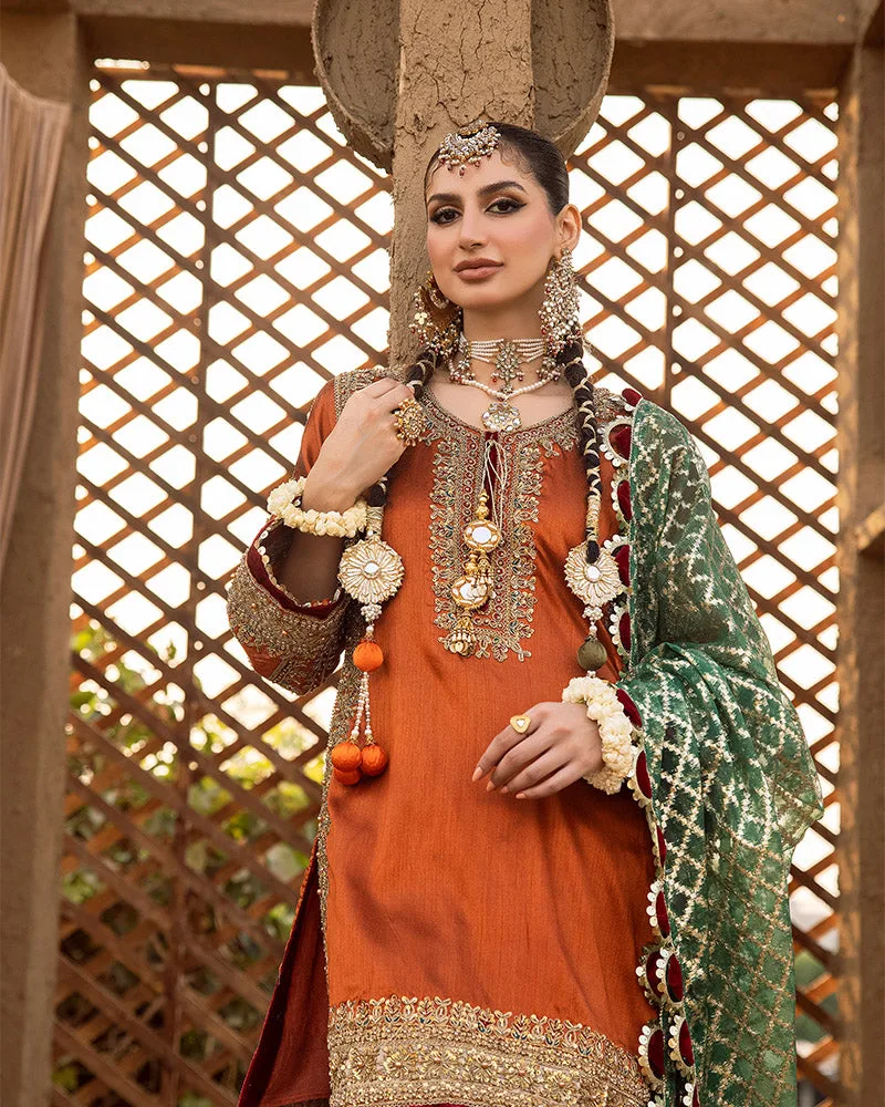 Raw silk bridal gown with Dori embroidery – view 4 – Poshaq