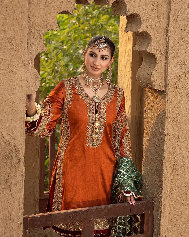 Raw silk bridal gown with Dori embroidery – view 5 – Poshaq