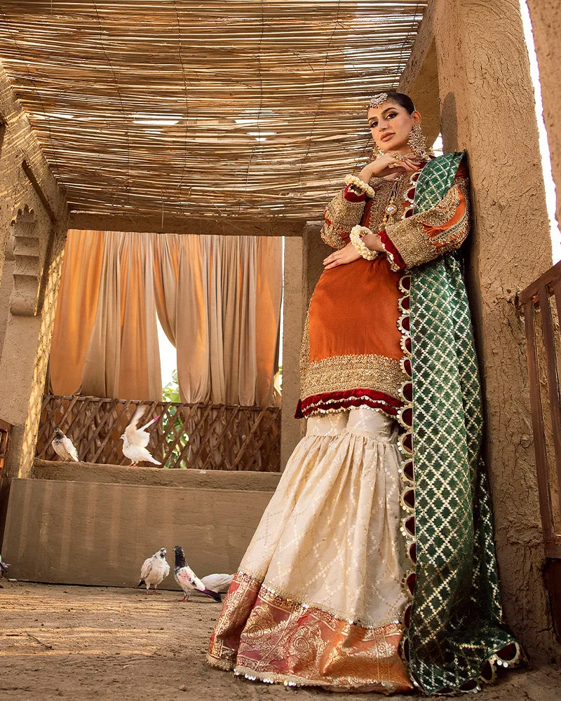 Raw silk bridal gown with Dori embroidery – view 7 – Poshaq
