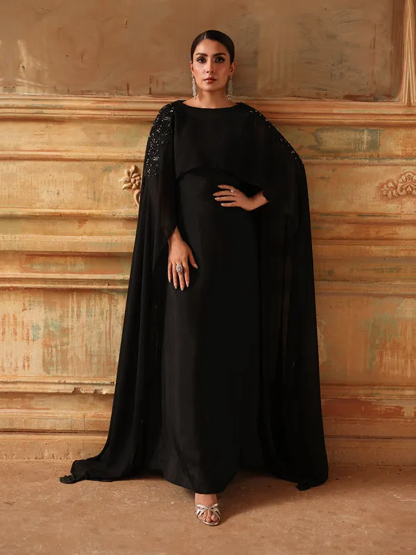 Black long shirt made of chiffon and silk – view 1 – Poshaq