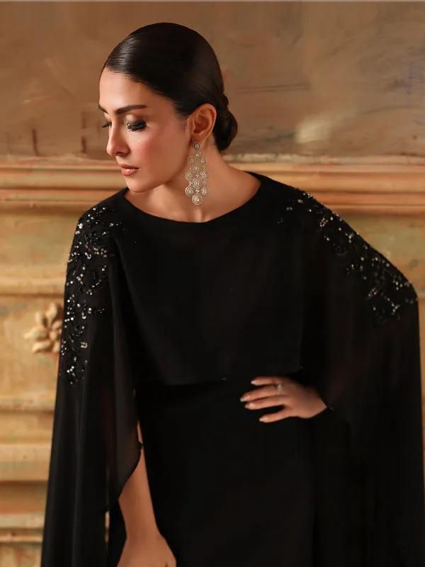 Black long shirt made of chiffon and silk – view 3 – Poshaq