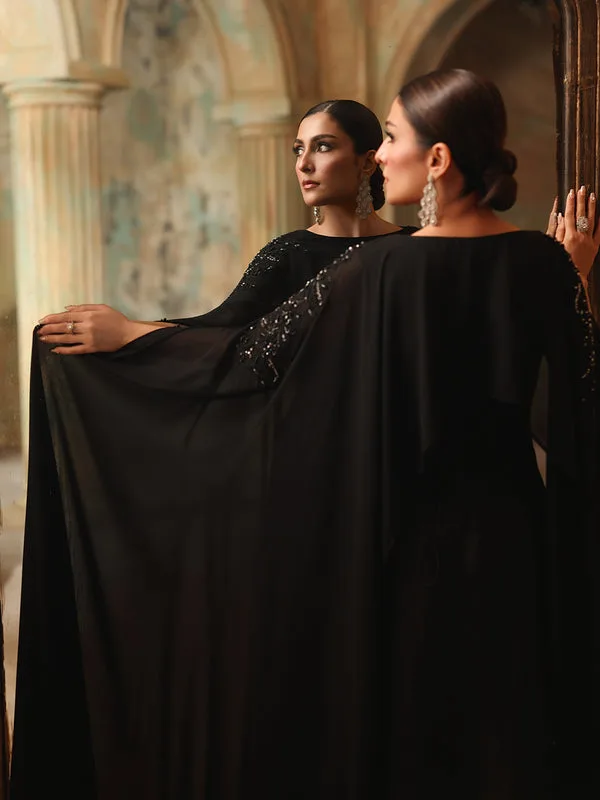 Black long shirt made of chiffon and silk – view 7 – Poshaq