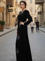 Black velvet two‑piece suit with jacket and trousers – view 2 – Poshaq