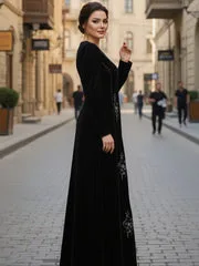 Black velvet two‑piece suit with jacket and trousers – view 3 – Poshaq