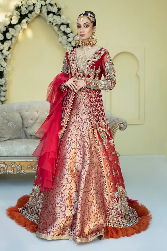 Bridal gown with crystal embellishments and centre slit – view 1 – Poshaq