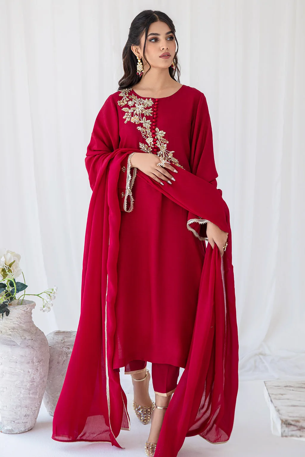 raw silk long shirt with subtle detailing – view 2 – Poshaq