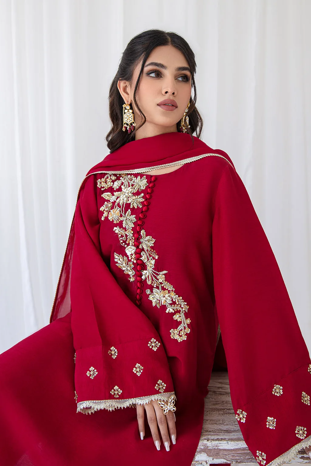 raw silk long shirt with subtle detailing – view 5 – Poshaq