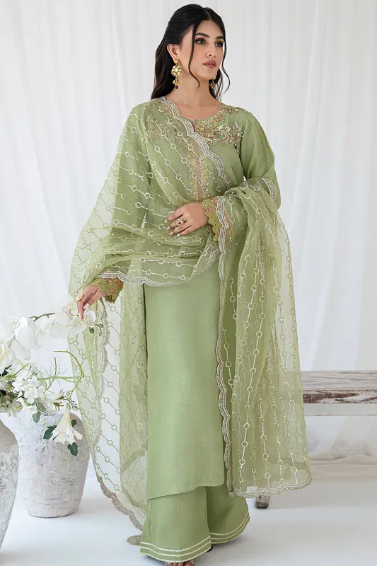 Raw silk luxury dress with subtle embellishment – view 1 – Poshaq