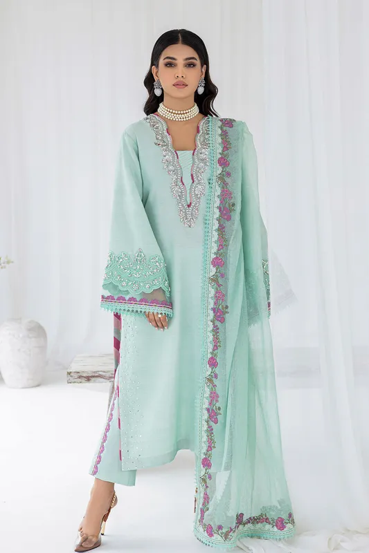 long raw silk shirt with subtle net detailing – view 1 – Poshaq