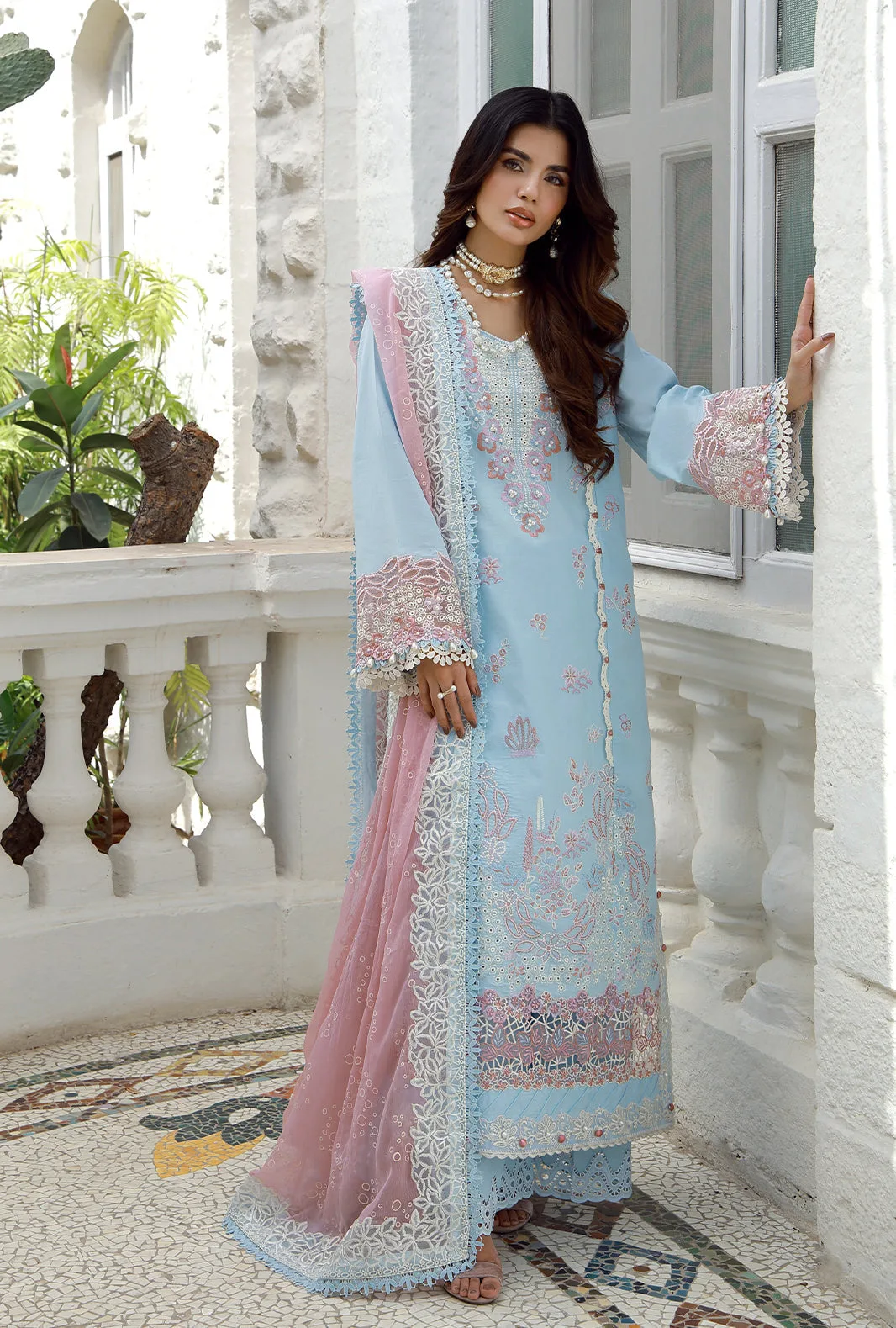 Ombre long shirt in organza, chiffon, cambric and lawn fabrics – view 1 – Poshaq