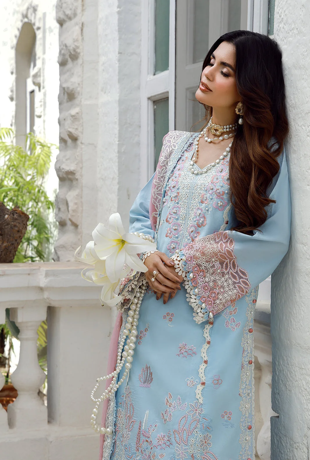 Ombre long shirt in organza, chiffon, cambric and lawn fabrics – view 2 – Poshaq