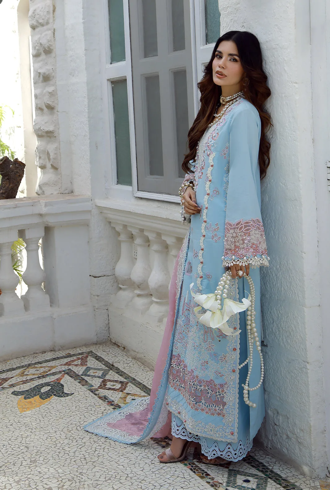 Ombre long shirt in organza, chiffon, cambric and lawn fabrics – view 4 – Poshaq
