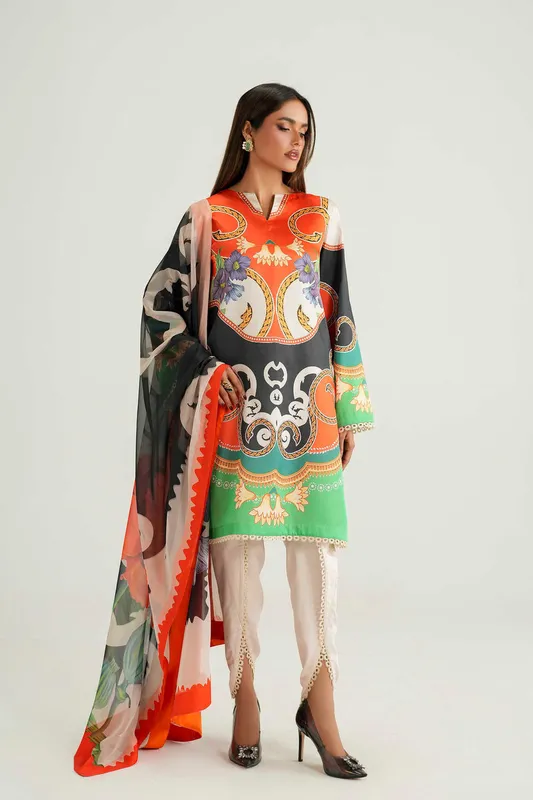 Ivory silk dress with elegant drape – view 1 – Poshaq
