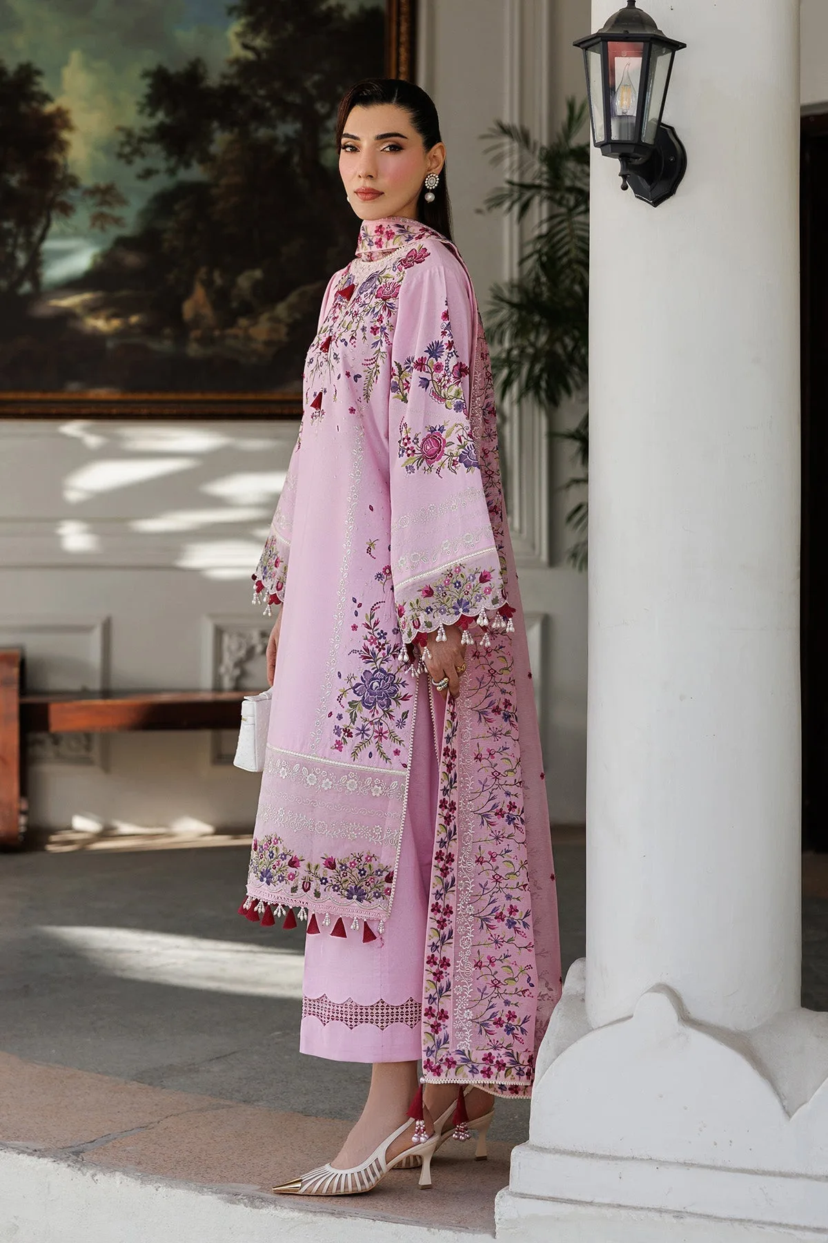 Pink long shirt with subtle embroidery – view 4 – Poshaq