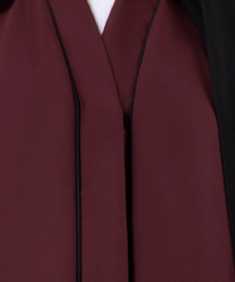 Soft drapey full length abaya with V-neck and button front – view 4 – Poshaq