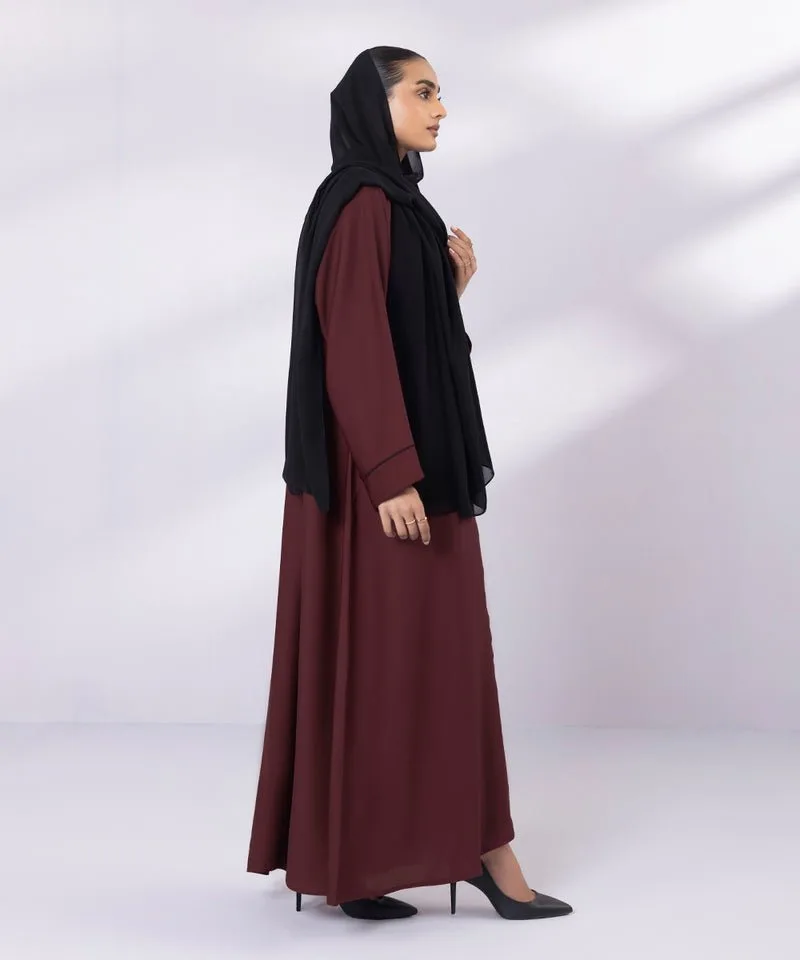 Soft drapey full length abaya with V-neck and button front – view 5 – Poshaq
