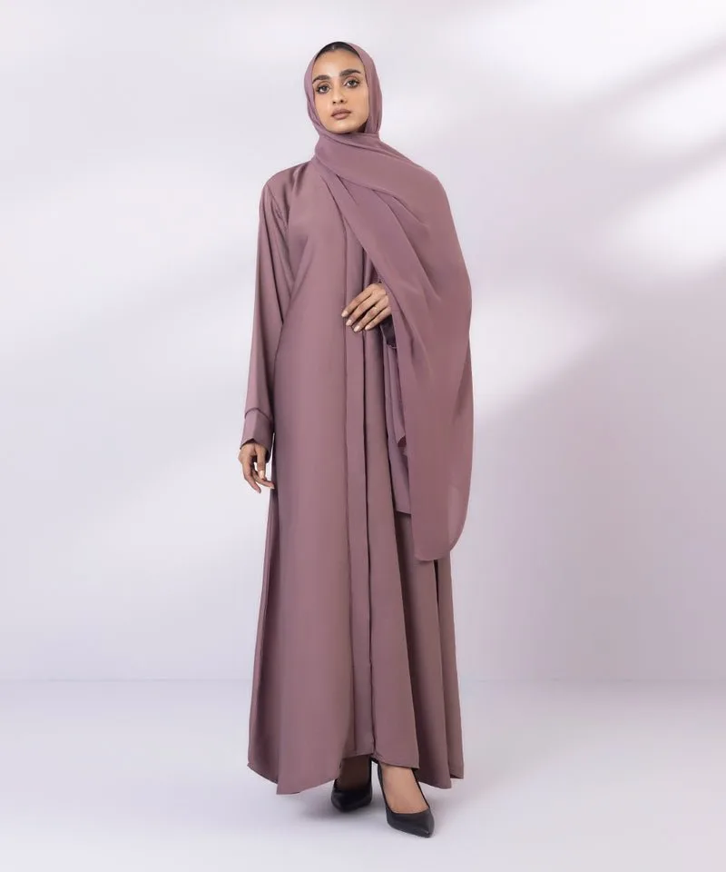 Soft drapey full length Abbaya with buttoned front and V‑neckline – view 1 – Poshaq
