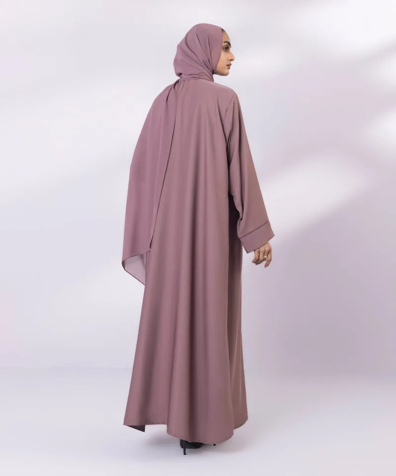 Soft drapey full length Abbaya with buttoned front and V‑neckline – view 2 – Poshaq