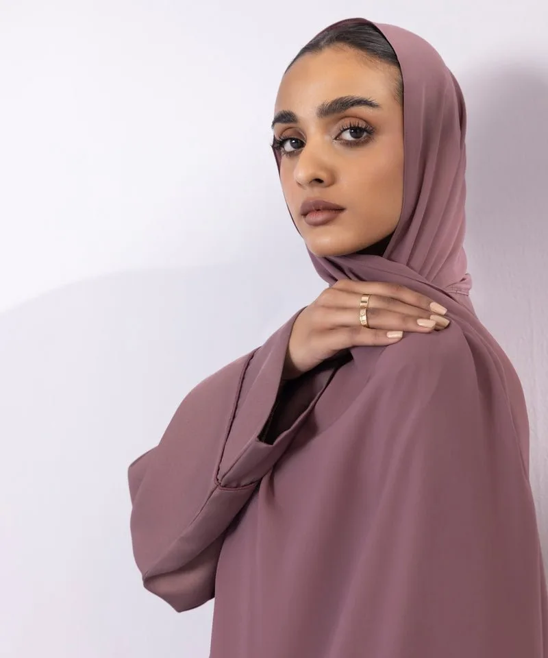 Soft drapey full length Abbaya with buttoned front and V‑neckline – view 4 – Poshaq