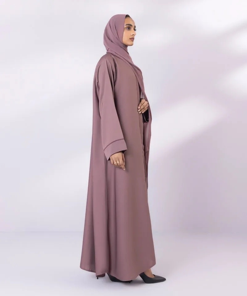 Soft drapey full length Abbaya with buttoned front and V‑neckline – view 5 – Poshaq