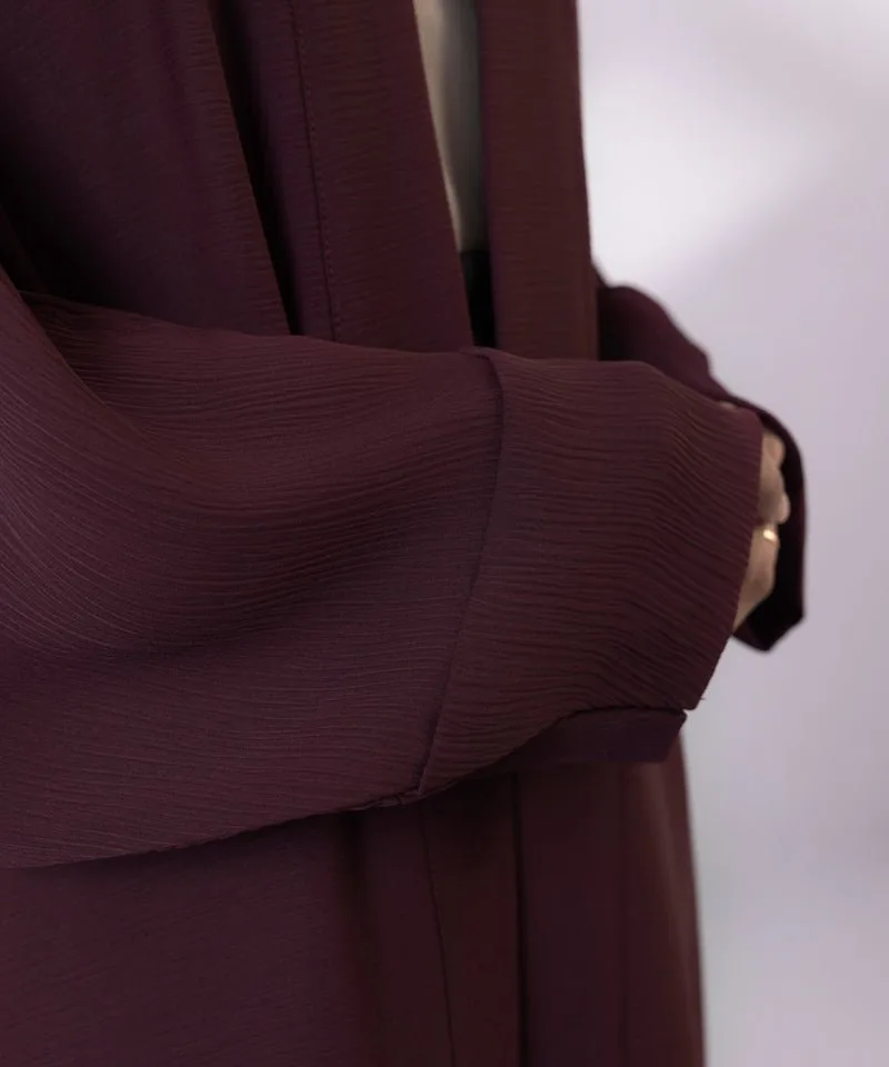 Front open crinkle abaya with kimono sleeves and hijab – view 5 – Poshaq