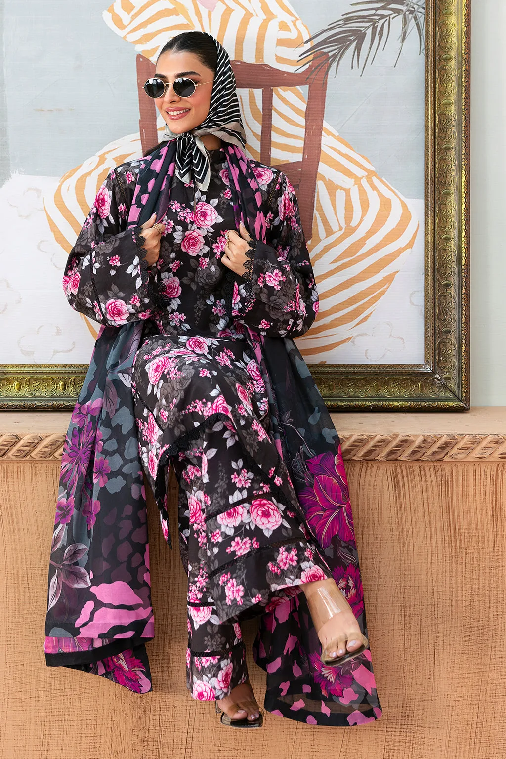 black raw silk long shirt with subtle sheen – view 4 – Poshaq