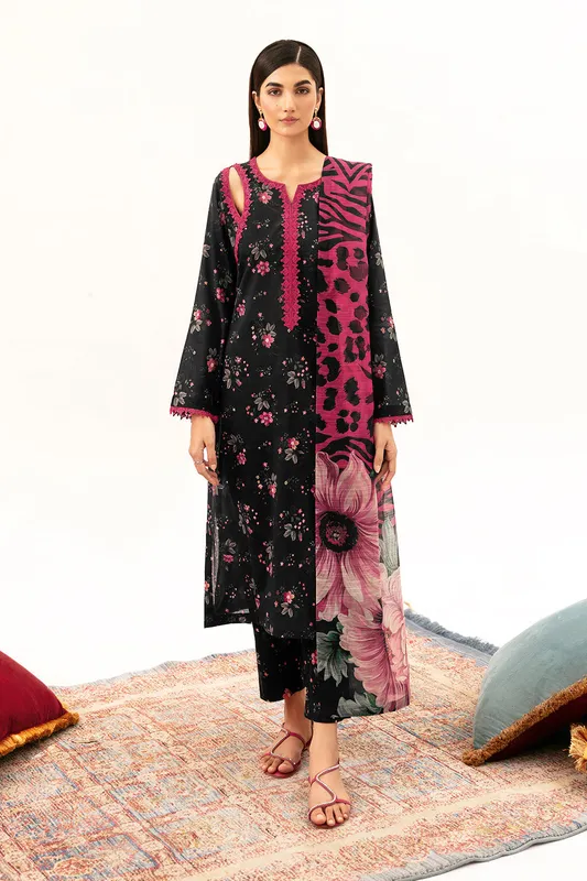 black lawn long shirt with subtle drape – view 1 – Poshaq
