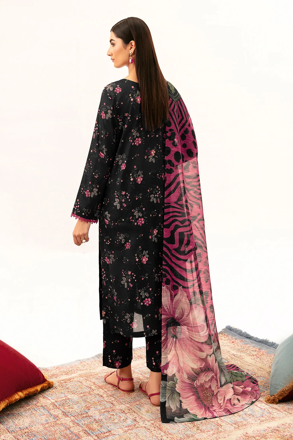black lawn long shirt with subtle drape – view 2 – Poshaq