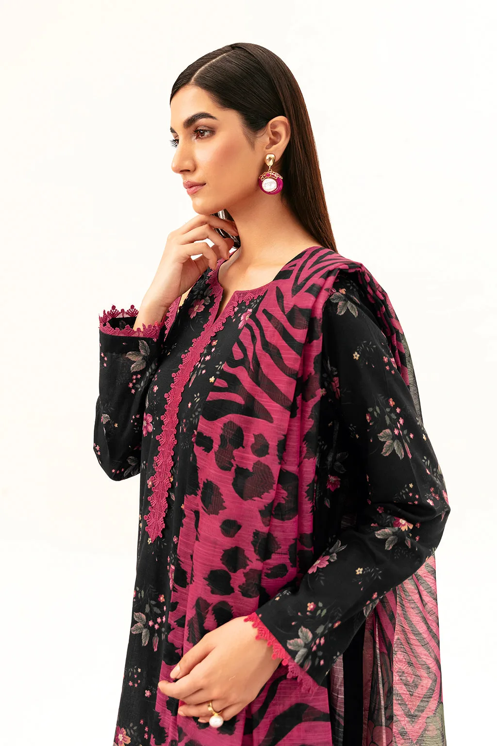 black lawn long shirt with subtle drape – view 5 – Poshaq