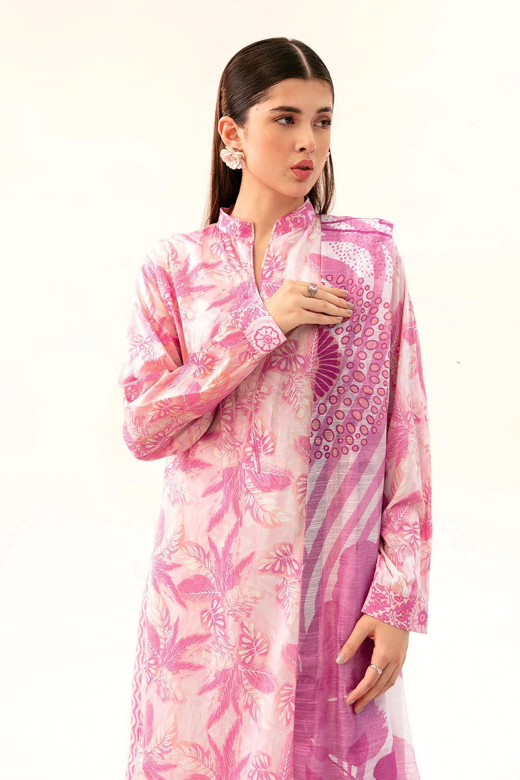 White lawn long shirt with subtle design by Afsanah – view 4 – Poshaq