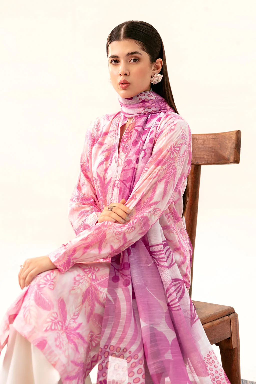 White lawn long shirt with subtle design by Afsanah – view 6 – Poshaq