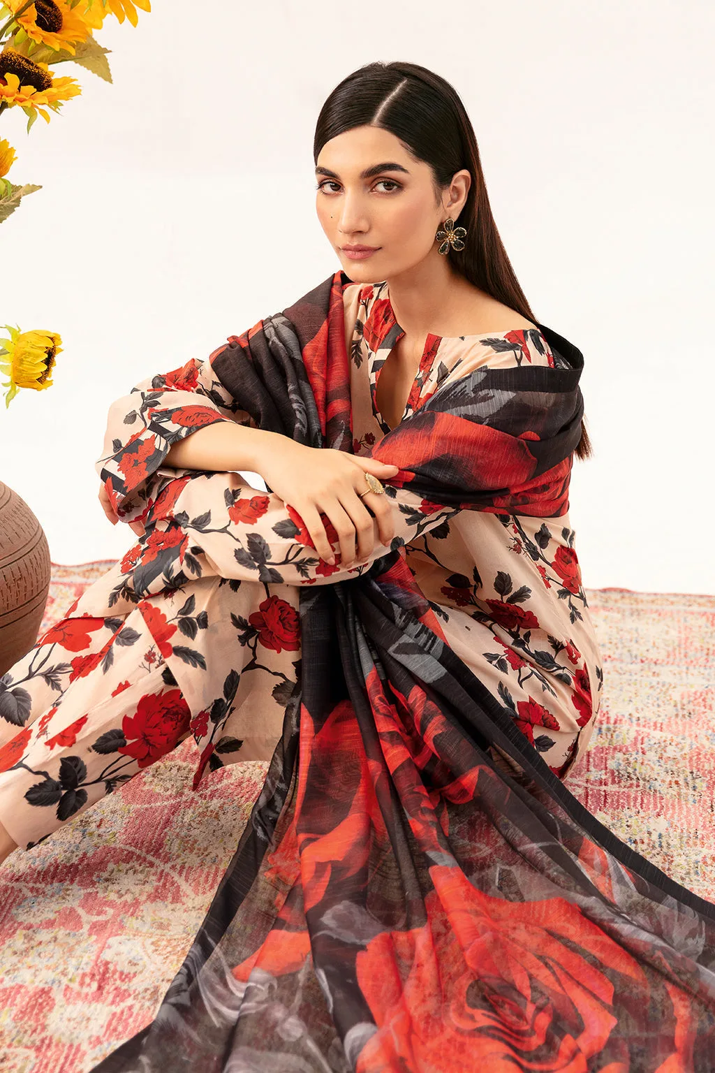 Pale peach long shirt made of lawn fabric – view 6 – Poshaq