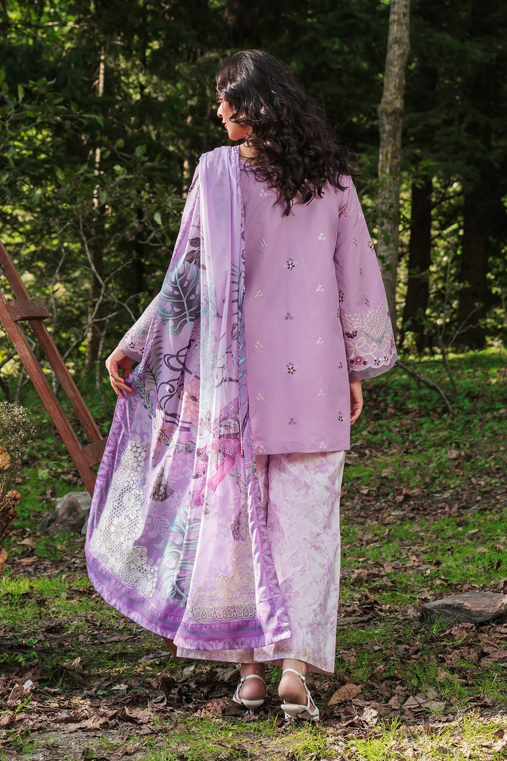 Lilac organza dress with silk accents – view 2 – Poshaq