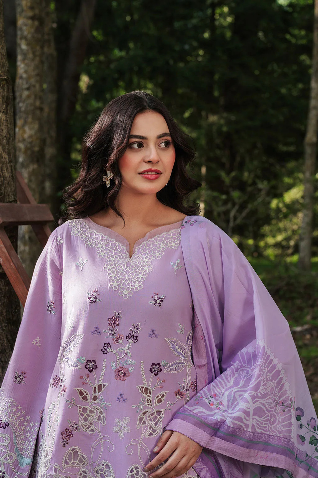 Lilac organza dress with silk accents – view 3 – Poshaq