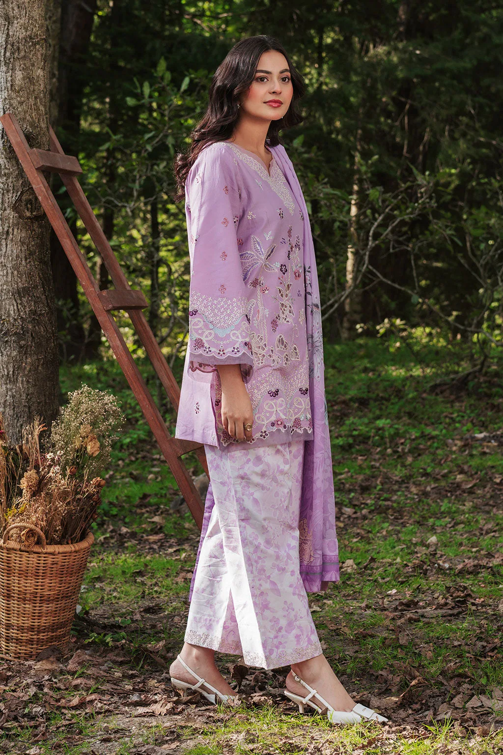Lilac organza dress with silk accents – view 5 – Poshaq